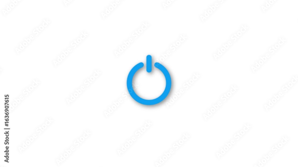 Poster glowing power button icon animation. power button turning on and off animation on white background.