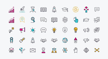 Vector illustration of business and finance concept icons isolated on white background