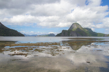 Mountain Reflected in Coastal Waters in El Nido, Palawan