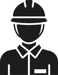 Illustration of a Person Wearing a Hard Hat and Collared Shirt Representing a Construction Worker or Engineer in Simple Vector Style