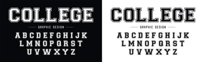 College abstract font. Vintage sport font in american style for football, baseball or basketball logos and t-shirt. Athletic department typeface, varsity style font. Vector
