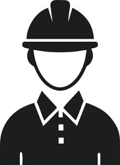 Illustration of a Person Wearing a Hard Hat and Collared Shirt Representing a Construction Worker or Engineer in Simple Vector Style