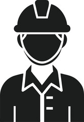 Illustration of a Person Wearing a Hard Hat and Collared Shirt Representing a Construction Worker or Engineer in Simple Vector Style