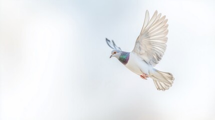 Obraz premium flying pigeon bird in action isolated
