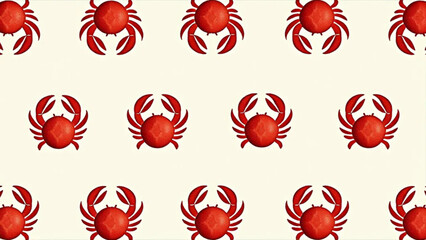 repeating pattern of red crabs on a light background for textiles and seafood-themed designs