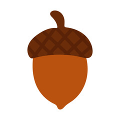 Simple, stylized illustration of an acorn, with a brown cap and smooth body. Perfect for nature, autumn, or seasonal themes