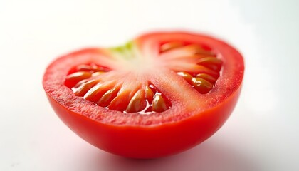 Sliced Tomato Cross-Section on White Background