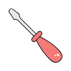 Screwdriver with a red handle isolated vector illustration