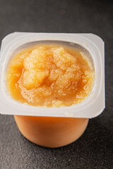 Apple puree natural product sweet dessert fresh delicious gourmet food background on the table rustic food top view copy space keto and paleo diet vegetarian and vegan food