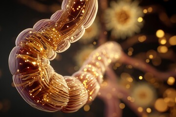 Detailed illustration of the intestine showcasing bowel anatomy, digestive system, and gut health for medical and biological research