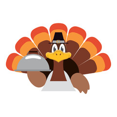 Chef turkey serving dish. Vector