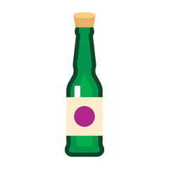 Green wine bottle corked. Vector
