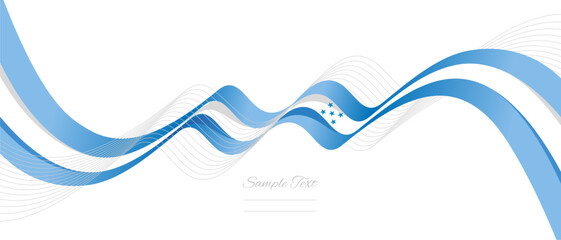 Honduras wavy flag ribbon abstract blue white vector illustration with ribbon blend line shapes on transparent background