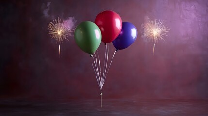 Festive Balloons and Sparkler Fireworks Celebration