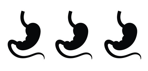 Fototapeta premium Three black silhouettes of human stomachs on a white background