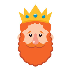 King head with orange beard. Vector