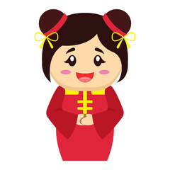 Happy Chinese girl portrait. Vector