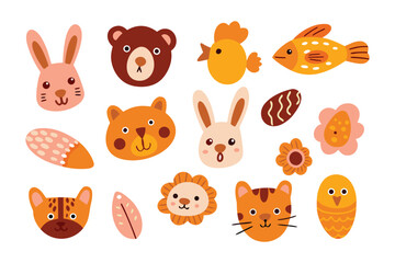 Whimsical animal art collection: A collection of charming cartoon animals, each a unique piece of delightful artistic expression.