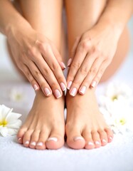 Fototapeta premium Close-up of manicured hands and feet