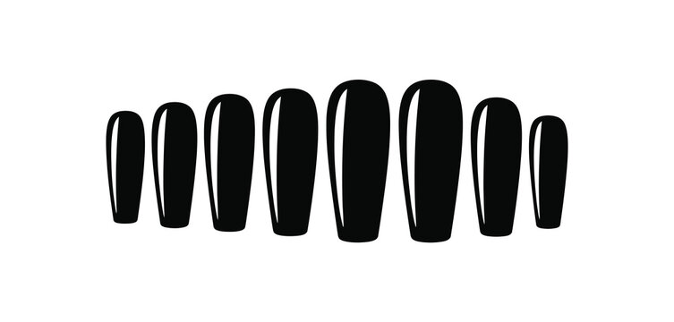 Collection of black oval knobs arranged in a curve on a white background