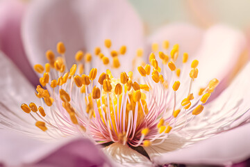 Delicate blooming flower with vivid pollen under soft light capturing the beauty of nature in springtime