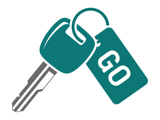 Key to GO: A simple graphic depicts a key with a tag.