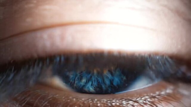 Extreme close-up of a human blue eye with sharp detail on the iris, pupil, and reflections, highlighting vision and eye health concept blue eye macro, iris detail, pupil focus, ey