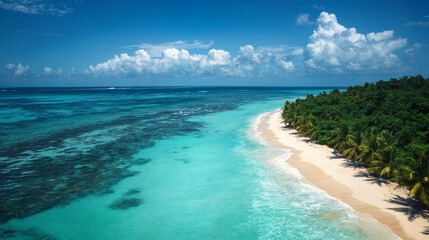tropical beach with blue sky