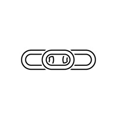 A simple line art icon of a chain link.