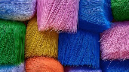 Colorful bundles of synthetic bristles.