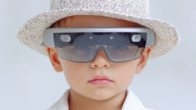 Child Wearing Augmented Reality Glasses - Powered by Adobe