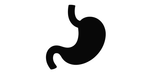Fototapeta premium Black silhouette of the human stomach organ on a white background