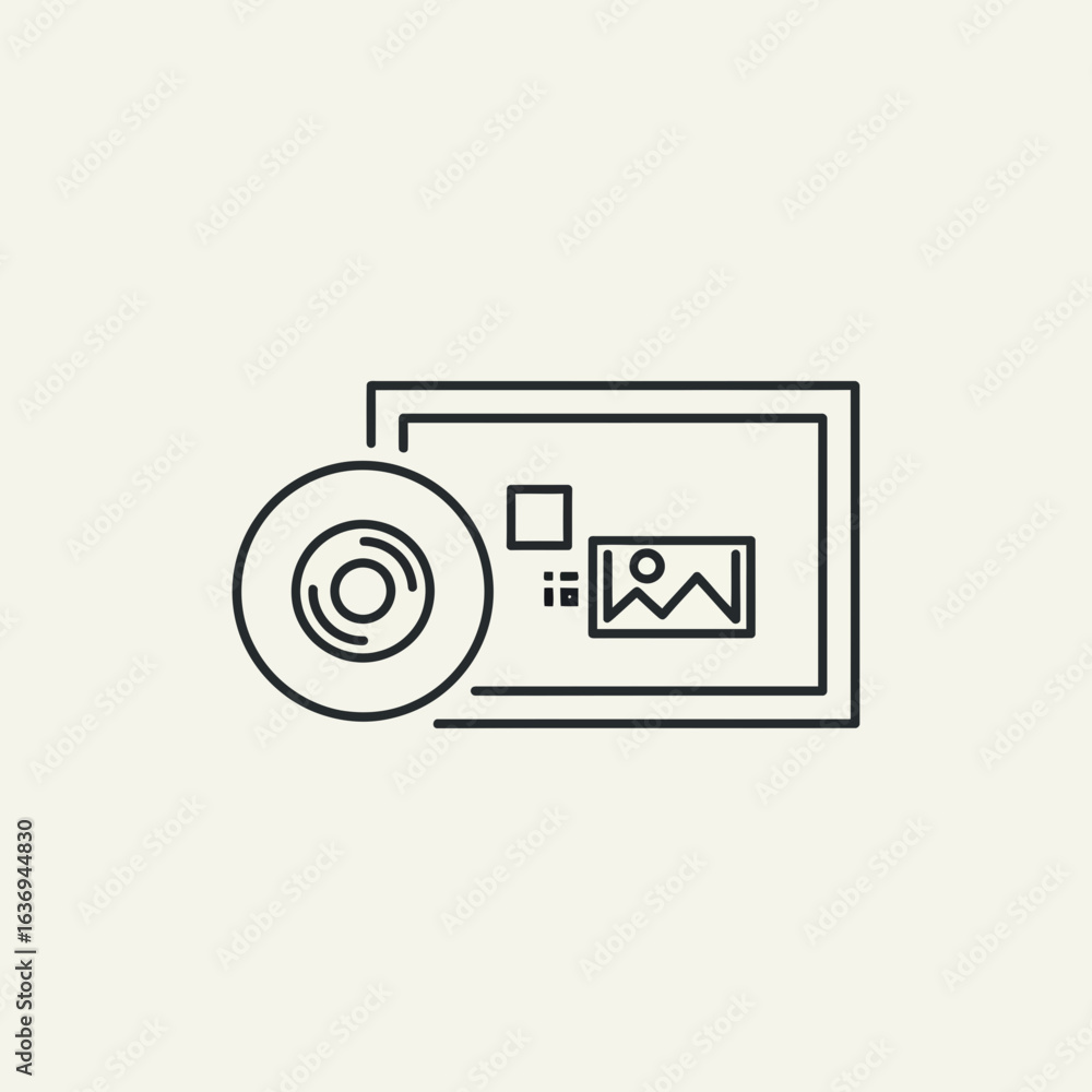 Poster digital media presentation with disc and frame graphic elements.