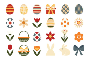 Easter Eggs and Decorations: A delightful assortment of colorful and patterned Easter eggs, along with other festive decorations, perfect for evoking the joy of springtime. 