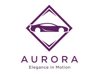 Aurora Logo: A sleek logo featuring a stylized sports car encapsulated within a diamond-shaped frame.