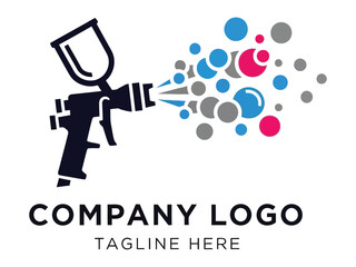 Spray Gun Logo: A modern logo of a spray gun that's designed with vivid colors, perfect for brand identity, emphasizing creativity and innovation in the design. 