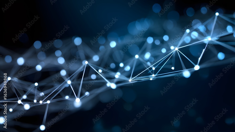 Poster abstract network of glowing points and lines.