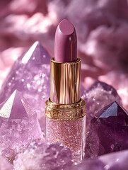 A luxurious lipstick inspired by the energy of crystals, with a graceful, elegant design. The lipstick case is made of golden metal.