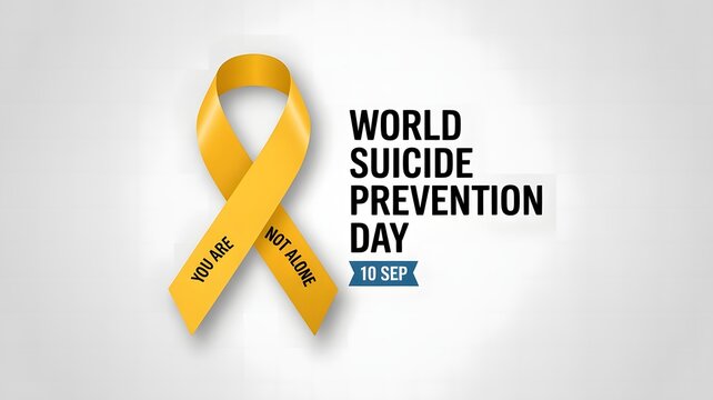 World suicide prevention day yellow ribbon awareness - Powered by Adobe