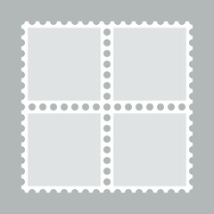 Four Grey Perforated Square Postage Stamps