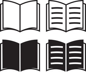 Set of paper book document icons, Book icon collection, contract documents pile symbols,
