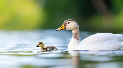 Fototapeta premium greylag goose protecting young