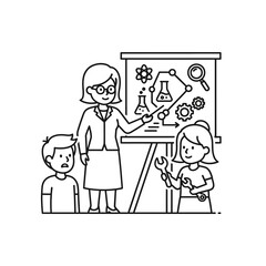 Empowering students, a teacher guides a science lesson, fostering curiosity and hands-on learning in a classroom setting, promoting education and STEM skills for the future