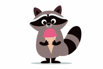 Obraz premium Raccoon Holding an Ice Cream Cone