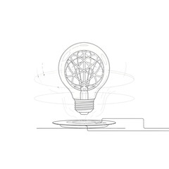 Innovative lightbulb with a globe-like filament design, perfect for illustrating creative ideas, energy solutions, and global concepts, a stylish symbol of innovation and ingenuity