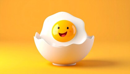 Smiling fried egg in bowl