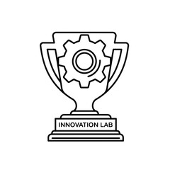 Innovation lab trophy icon represents success, technology, and engineering excellence, perfect for startups and businesses celebrating groundbreaking achievements