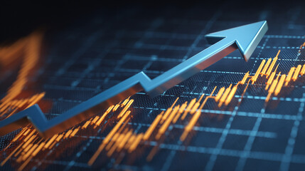 上昇する矢印と経済成長を示す金融グラフ