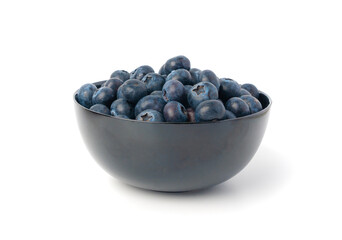 Blueberry isolated. Fresh blue berry fruits, bilberry group on white background, ripe bluberry