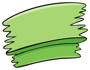 Cartoon illustration of a green abstract shape with a jagged edge